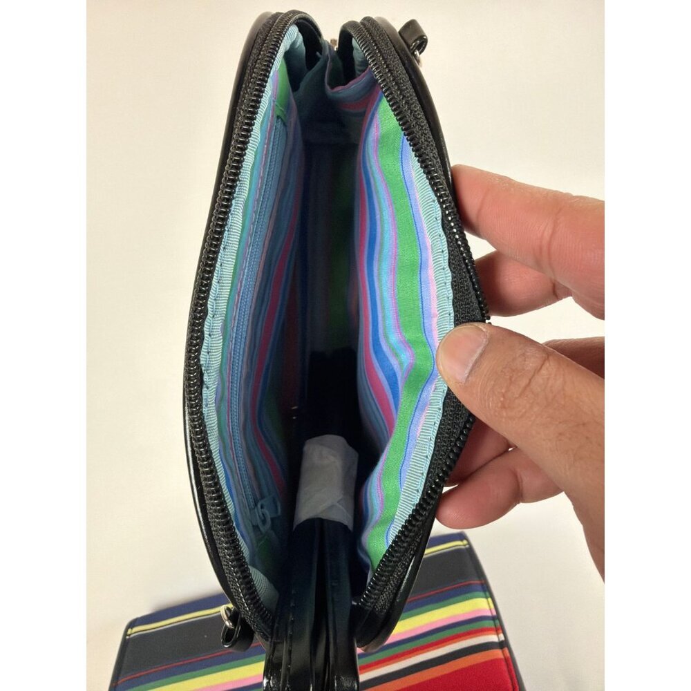 Kate Spade New York Canvas Stripe Small Shoulder Bag & Cosmetic Pouch Set Multi - Picture 6 of 9